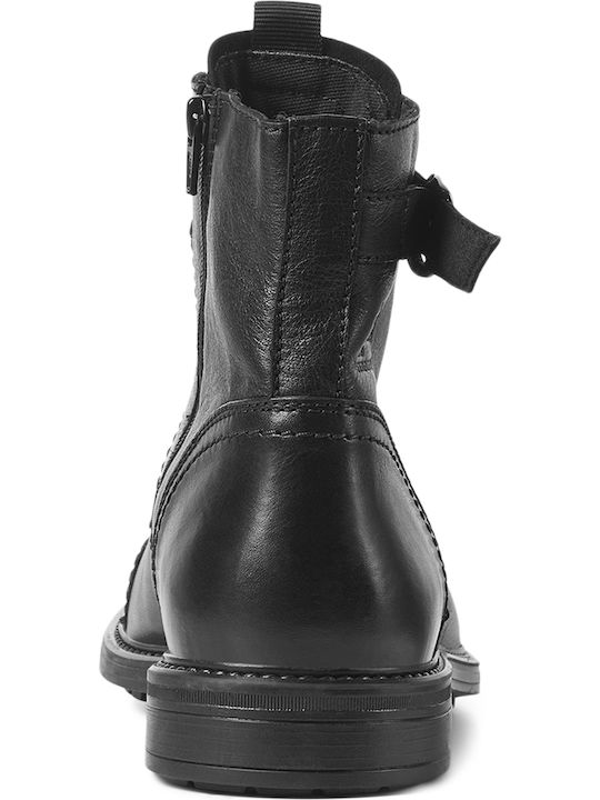 Leder Stiefel Anthracite Black