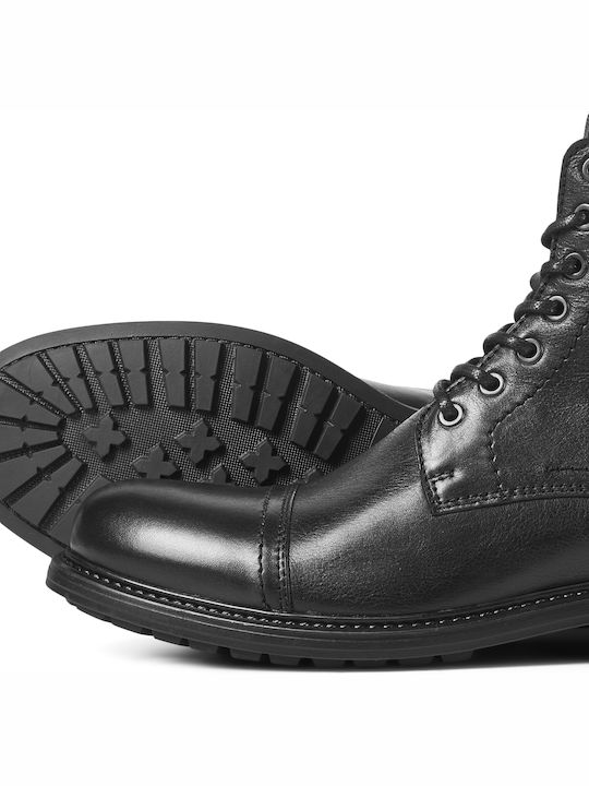 Leder Stiefel Anthracite Black