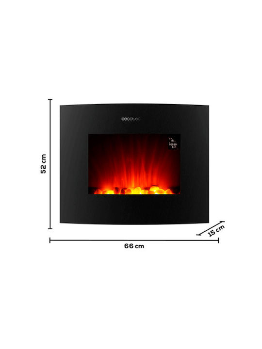 Cecotec Ready Warm 2650 Curved Flames Connected Wall Mounted Electric Fireplace 2000W 66x52cm Black