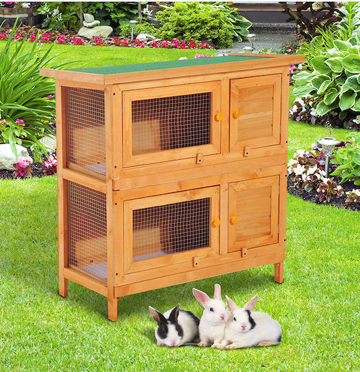 Pawhut Cușcă pentru Rozătoare Din Lemn Cușcă pentru Exterior pentru Animale de Companie 90x45x90cm