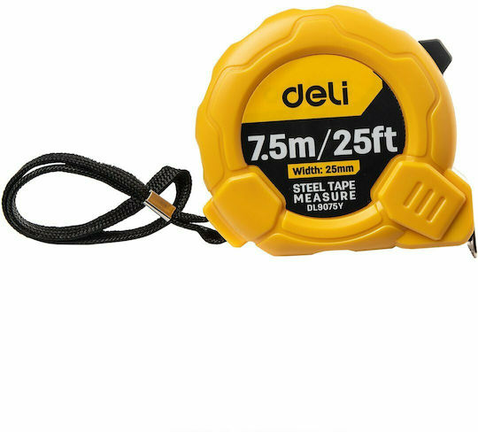 Deli Μετροταινία με Αυτόματη Επαναφορά 25mm x 7.5m