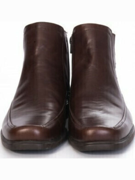 Leather Tabac Brown Men's Boots Anatomical with Zipper