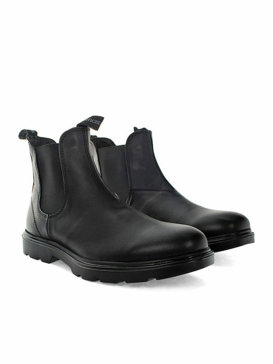 Hernest Leder Schwarz Chelsea Stiefeletten