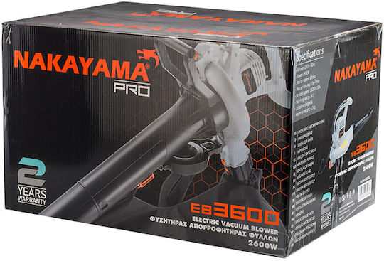 Nakayama EB3600 Blower / Vacuum Handheld Electric 2600W with Maximum Air Speed 288km/h