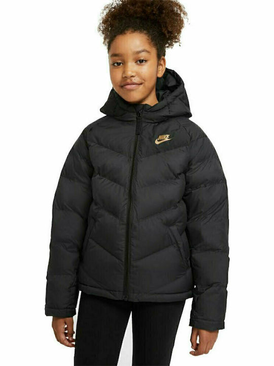 Geci pentru Copii Sport Căptușite cu Glugă Negru NSW
