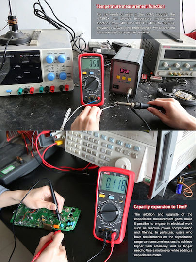 Uni-T Multimetru digital cu Buzzer cu Măsurare AC / DC / Rezistență / Capacitate / Temperatură UT39C+
