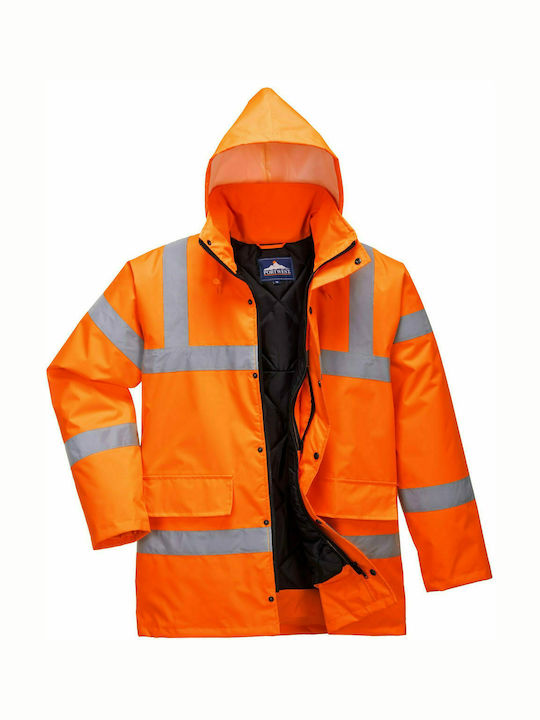 Portwest Jachetă De Lucru Cu Elemente Reflectorizante Cu Glugă Portocalie