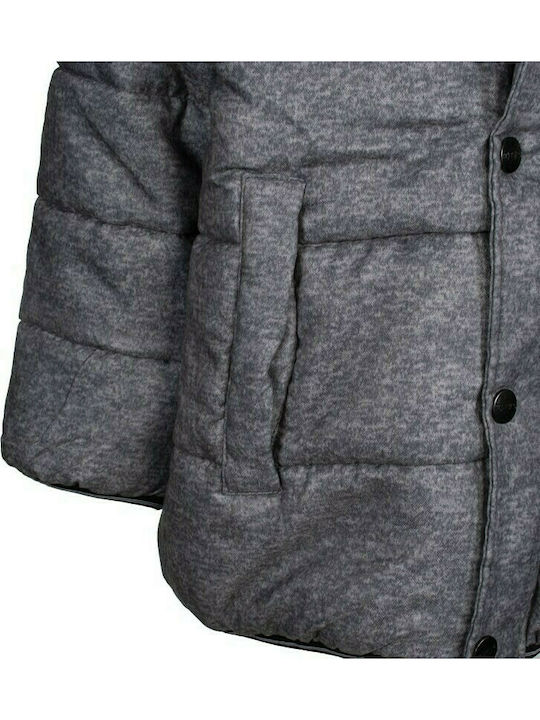 Kids Casual Short Coat with Hood Grey