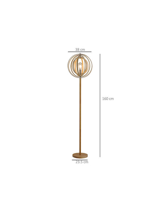 HomCom Floor Lamp H160xW38cm. with Socket for Bulb E27 Beige