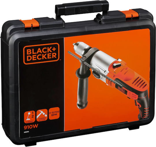 Black & Decker KR911K Κρουστικό Δράπανο 910W με Θήκη