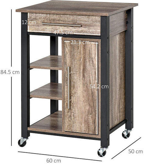 HomCom Wooden Kitchen Trolley 5 Tiers Brown 60x50x84.5cm