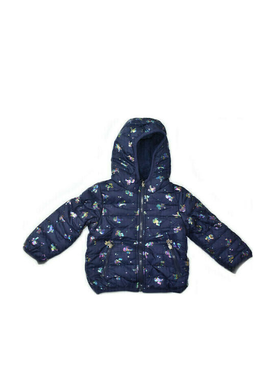 Kinder Steppjacke Kurz mit Futter & Kapuze Blau