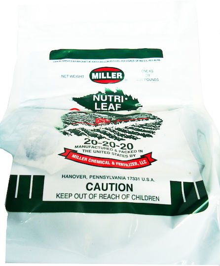 Miller Chemical Nutrileaf Crystal Fertilizer Nitrogen, Phosphorus, Potassium (20-20-20) General Use 1kg