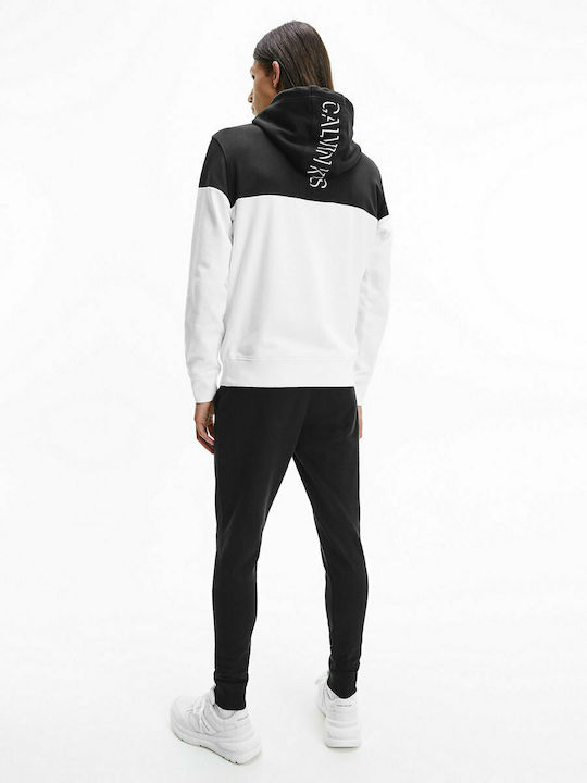 Calvin Klein Men's Sweatshirt with Hood & Pockets White