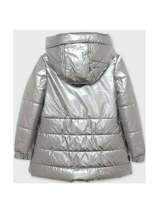 Mayoral Kids Quilted Jacket short Hooded Silver