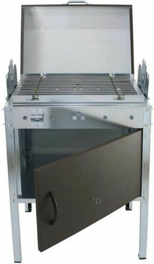 Pitsilos Galvanized Charcoal Grill with Lid 55cmx40cm