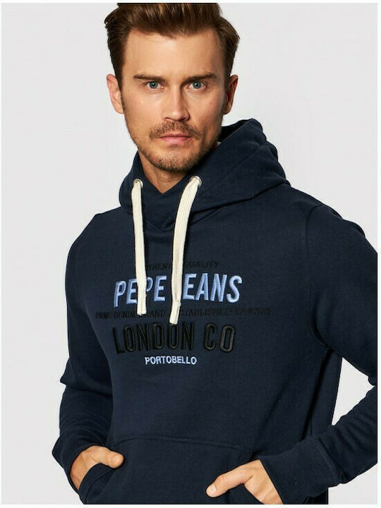 Neville Men's Sweatshirt with Hood and Pockets Navy Blue