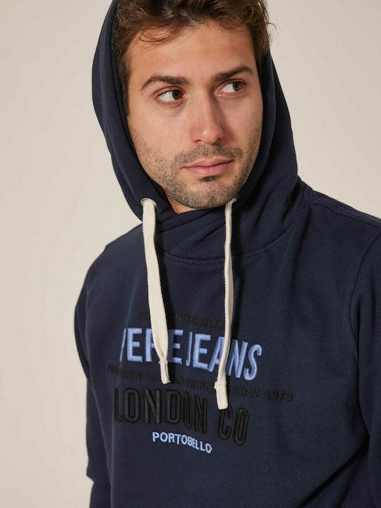 Neville Men's Sweatshirt with Hood and Pockets Navy Blue