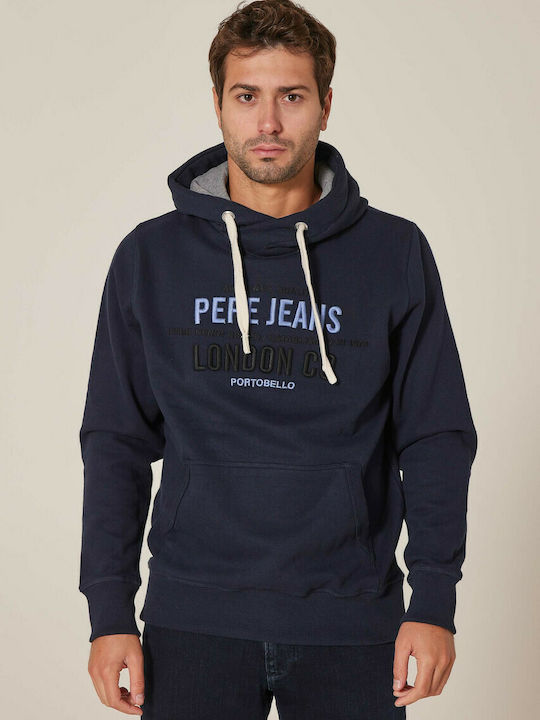 Neville Men's Sweatshirt with Hood and Pockets Navy Blue