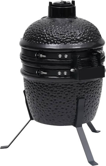 vidaXL Ceramics Charcoal Grill Kamado with Lid and Thermometer 26.5cmx26.5cm