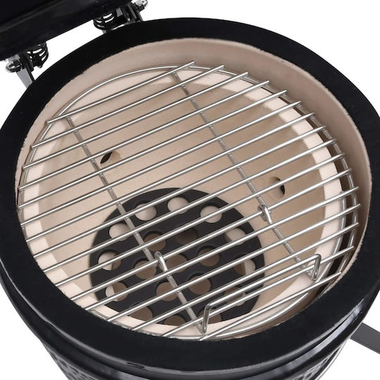 vidaXL Ceramics Charcoal Grill Kamado with Lid and Thermometer 26.5cmx26.5cm