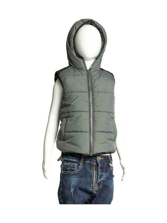 Joyce Kids Casual Jacket Sleeveless short with Lining & Protection Hood Gray