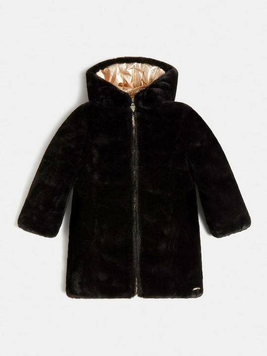 Kids' Quilted Jacket Long Double Sided with Hood Gold