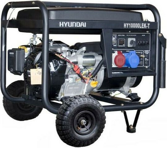 Hyundai HY10000 LEK-T Generators Benzin mit Kickstart, Rädern und maximaler Leistung 10kVA