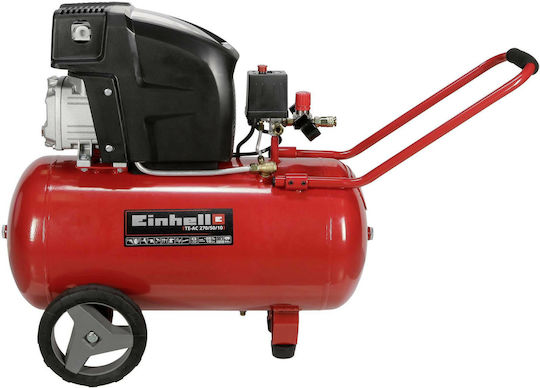 Einhell TE-AC 270/50/10 Cu o singură fază Compresor de aer 74dB cu Putere 2.4hp și Rezervor de aer 50lt 4010440