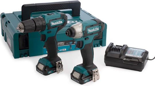 Makita Set Drill Driver & Impact Screwdriver 12V with 2 Batteries 2Ah and Case