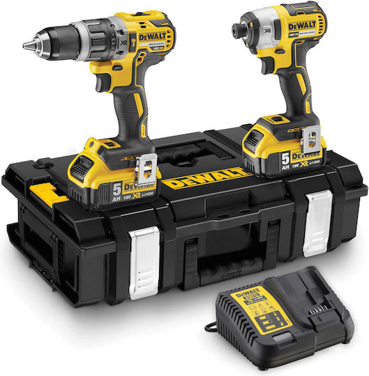 DEWALT DCK266P2 Set Impact Drill Driver & Impact Screwdriver Brushless 18V with 2 Batteries 5Ah and Case