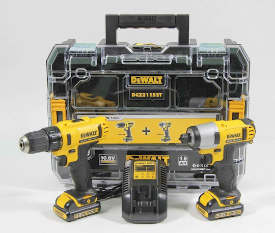 Dewalt Σετ Δραπανοκατσάβιδο & Παλμικό Κατσαβίδι 10.8V με 2 Μπαταρίες 2Ah και Θήκη