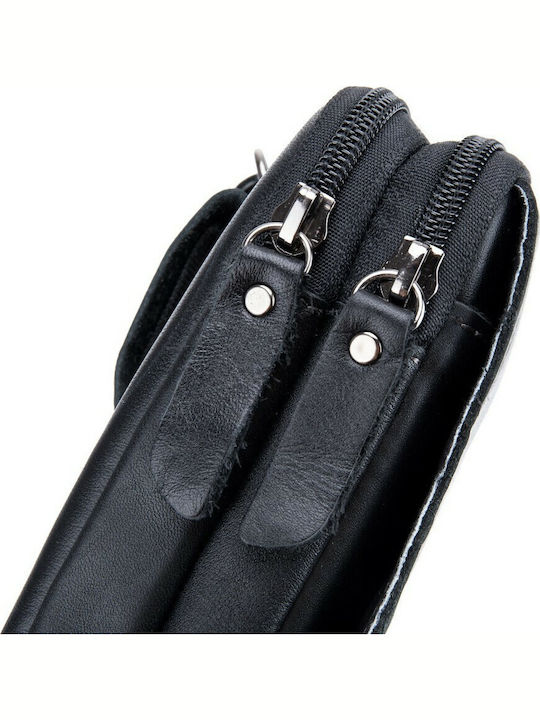 YB-0012 Men's Leather Belt Bag Black