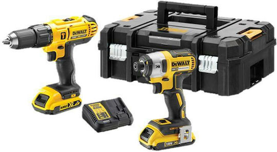 DEWALT DCK2530D2 Set Impact Drill Driver & Impact Screwdriver Brushless 18V with 2 Batteries 2Ah and Case