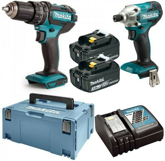 Makita DLX2337J Set Schlagbohrschrauber & Schlagschraubendreher 18V mit 2 Batterien 3Ah und Hülle