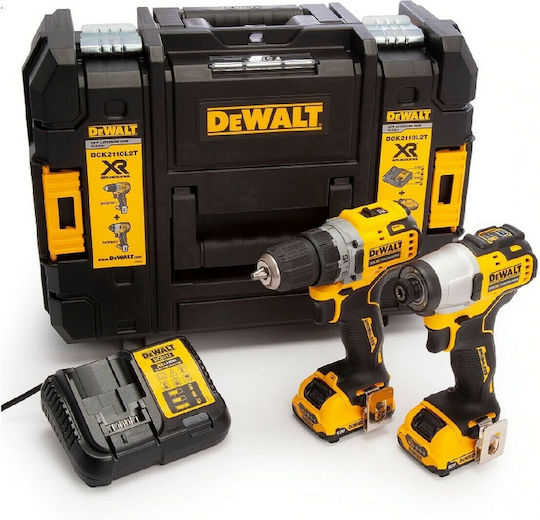DEWALT DCK2110L2T Set Drill Driver & Impact Screwdriver Brushless 12V with 2 Batteries 3Ah and Case