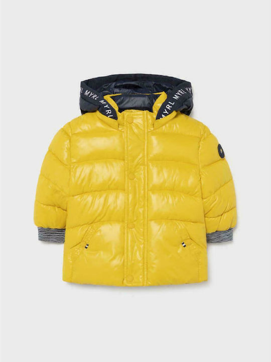 Kids' Quilted Jacket Long with Hood Yellow