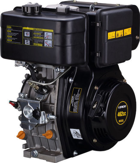 Loncin D460FD Κινητήρας Πετρελαίου 462cc 10.2hp Μέγιστων Στροφών 3600rpm Οριζόντιου Άξονα με Σφήνα και Μίζα