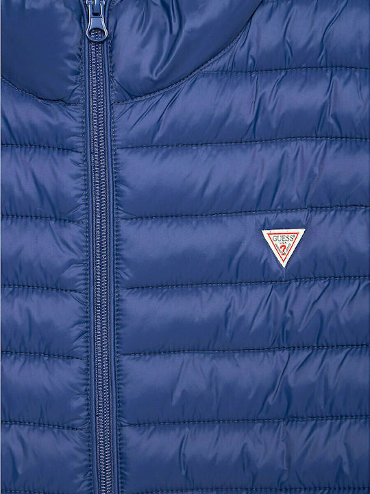 Kids' Quilted Jacket Sleeveless Short Blue