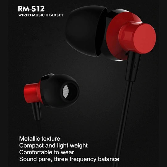 Remax RM-512 In-Ear Freisprecheinrichtung Kopfhörer mit Stecker 3.5mm Rot
