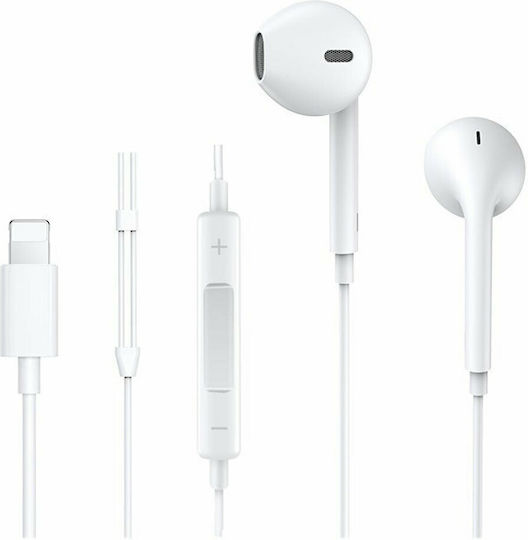 Joyroom JR-EP3 Handsfree cu două căști cu mufă Lightning Alb