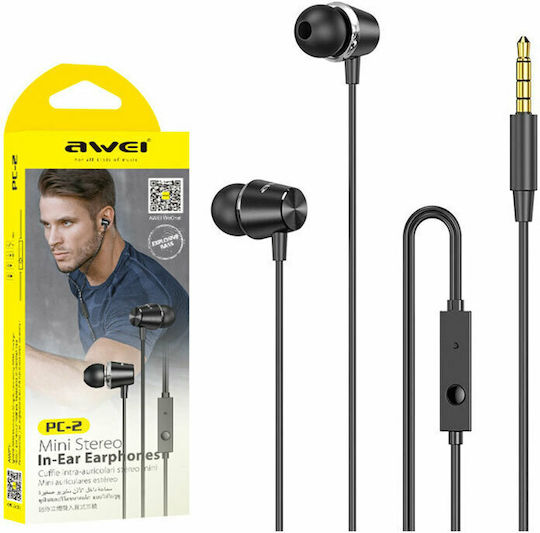 Awei PC-2 În ureche Handsfree cu două căști cu mufă 3.5mm Negru