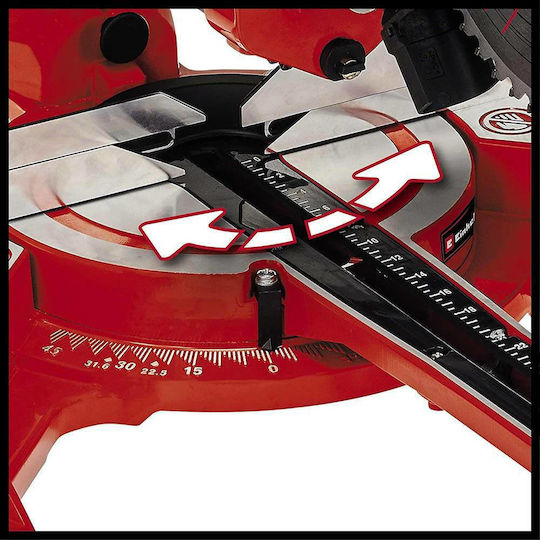 Einhell TC-SM 2131/1 Dual Miter Saw Electric Sliding with Power 1500W, Laser Guide, Cutting Disc Diameter 210mm & Cutting Speed 4900rpm