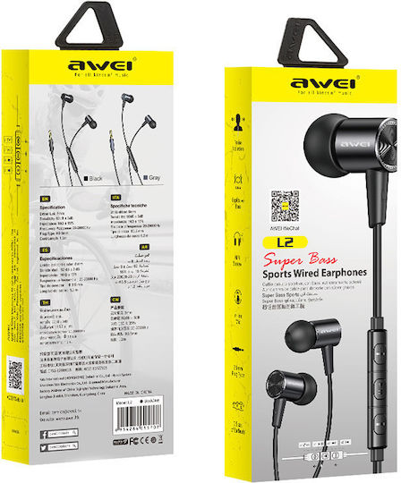 Awei L2 In-ear Handsfree με Βύσμα 3.5mm Μαύρο