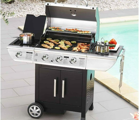 Somagic Baltimore Ψησταριά Υγραερίου Μαντεμένιας Σχάρας 43x21εκ. με 3 Εστίες 10.5kW και Πλαϊνό Μάτι 2.3kW