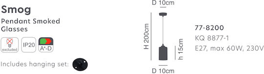 Home Lighting Smog Κρεμαστό Φωτιστικό Γκρι με Ντουί E27 10x200εκ.