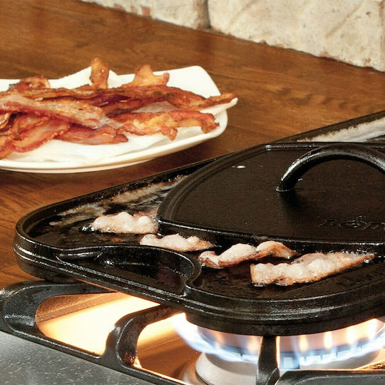 Lodge Non-Stick Double Sided Baking Plate with Cast Iron Flat & Grill Grilling Surface 51cm x 26cm x 2.05cm