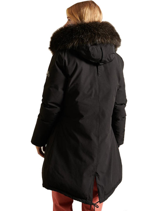 Women's Long Parka Jacket for Winter Black