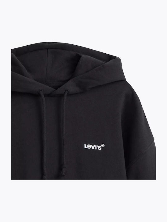 Red Tab Sweatshirt with Hood Black