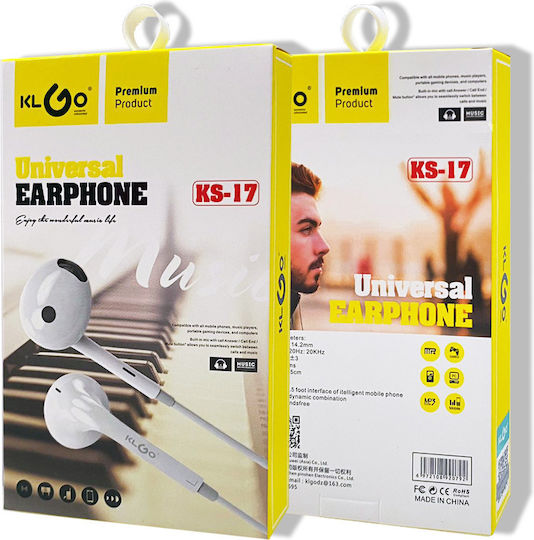 KLGO KS-17 In-ear Handsfree Headphones with Connector 3.5mm White